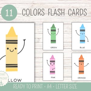 11 Color Cards, Montessori flashcards, Pre-School Cards, Educational Printable Cards, Instant Download, Educational Resource