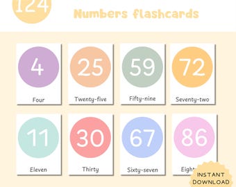 Numbers Flash Cards, Preschool Counting Flash Cards, Count and Clip, Number Cards 0-100,  Montessori Flash Cards, Numbers printable