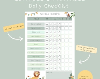Daily checklist, Daily Routine, Chore Chart, Chore chart for kids, Homeschool planner, Routine chart, Chore list, Visual schedule,Montessori