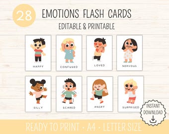 Emotions Flashcards,  Emotions Feelings Chart, Emotion Feeling Card, Feeling Flash Card, Printable Flashcard Emotions Cards, Emotions Chart