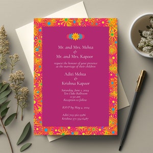 Indian wedding invitation, Indian wedding card, Indian save the date