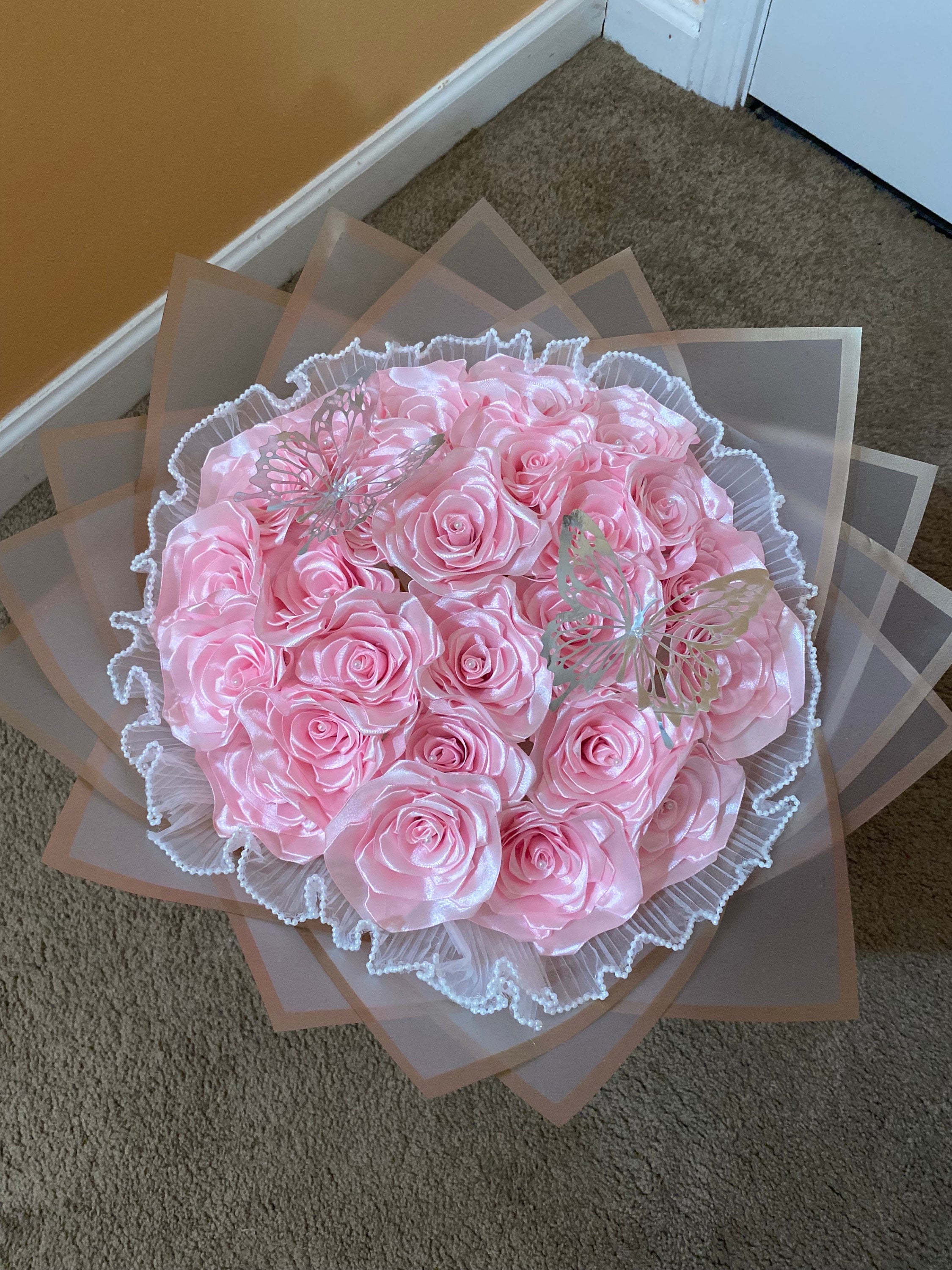花束・アレンジメント Pink Rose Bouquet ETERNAL Pearl Gift Pink Eternal Rose Bouquet - Etsy