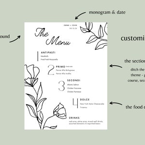 4 Course Rehearsal or Wedding Menu | Italian | 4 Courses | Editable ...
