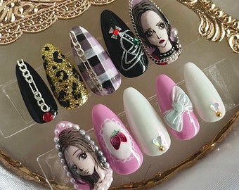 NANA nails / manga / press ons / handpainted