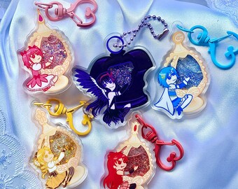 Madoka Magica Liquid Glitter Soul Gem Keychains