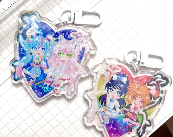 Precure 20th Anniversary Double Sided Glitter Epoxy Keychain
