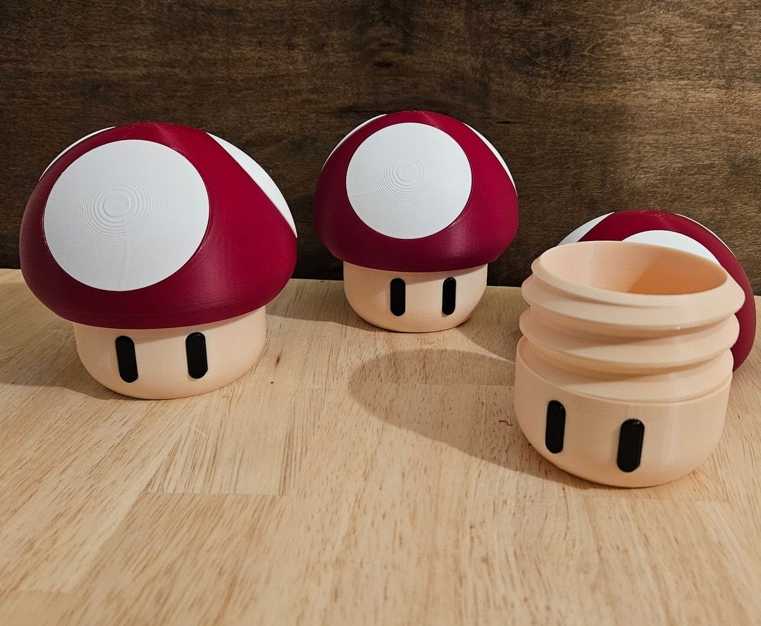 Super Mario Mushroom Jar Toad Stash Container 3D Printed Etsy