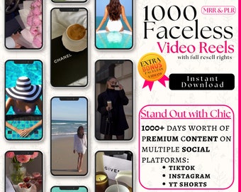 1000+ Faceless Esthetische Minimalistische Content Video's Bundel voor Instagram Reels MRR en OUR Master Resell Rights| Gedaan voor u-sjablonen