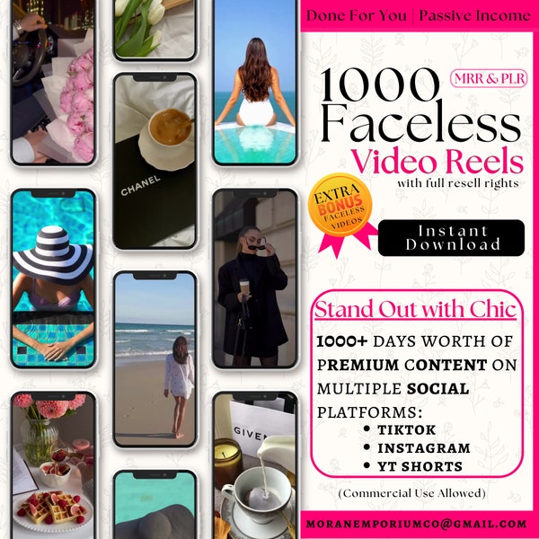 1000+ Faceless Aesthetic Minimalist Content Videos Bundle for Instagram Reels MRR and PLR Master Resell Rights| Done For You Templates