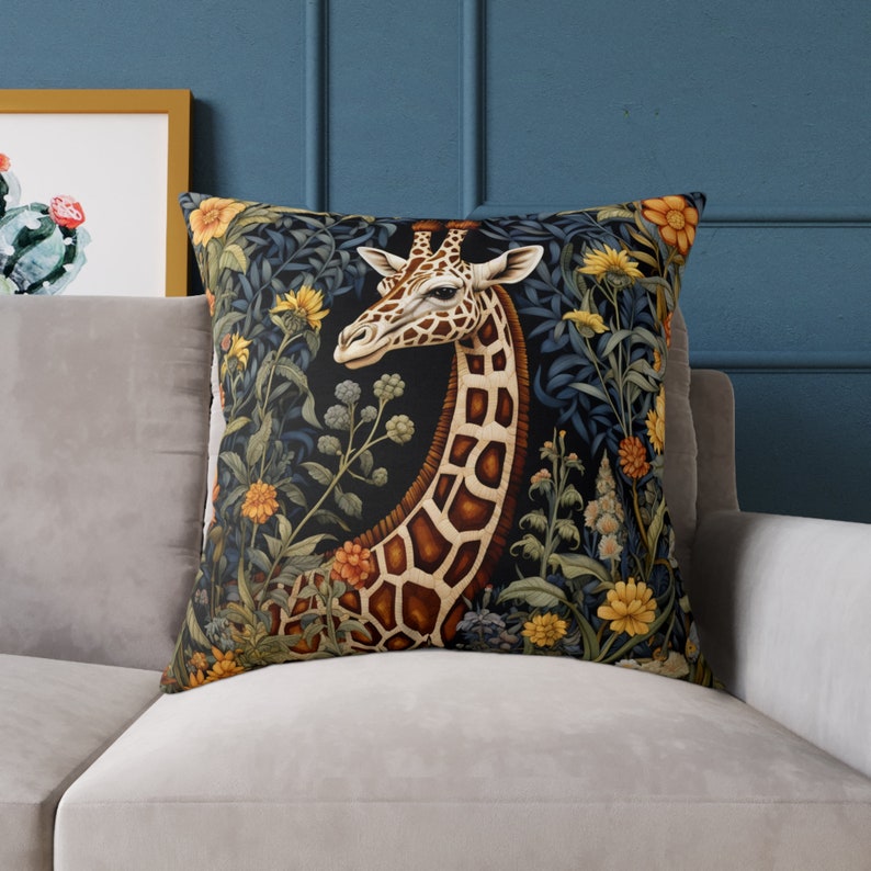 Giraffe Throw Pillow Cover and Insert,24x 24 Woodland Pillow Case and Cushion Cottagecore Decor