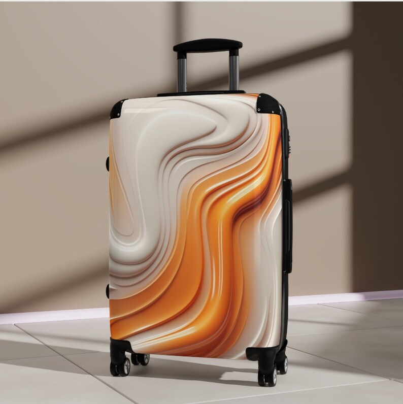 White and Orange 3sizes Hard Shell Suitcase Setin Built Locks, 4