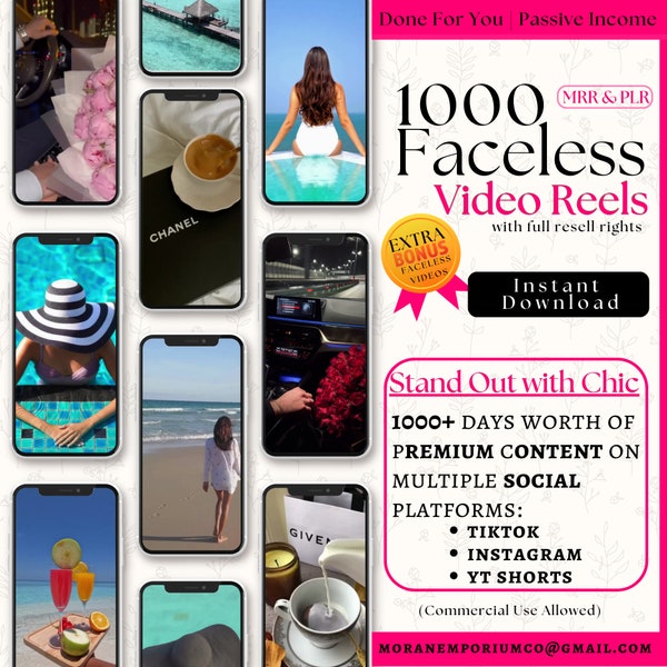 1000+ Faceless Aesthetic Minimalist Content Videos Bundle for Instagram Reels MRR and PLR Master Resell Rights| Done For You Templates