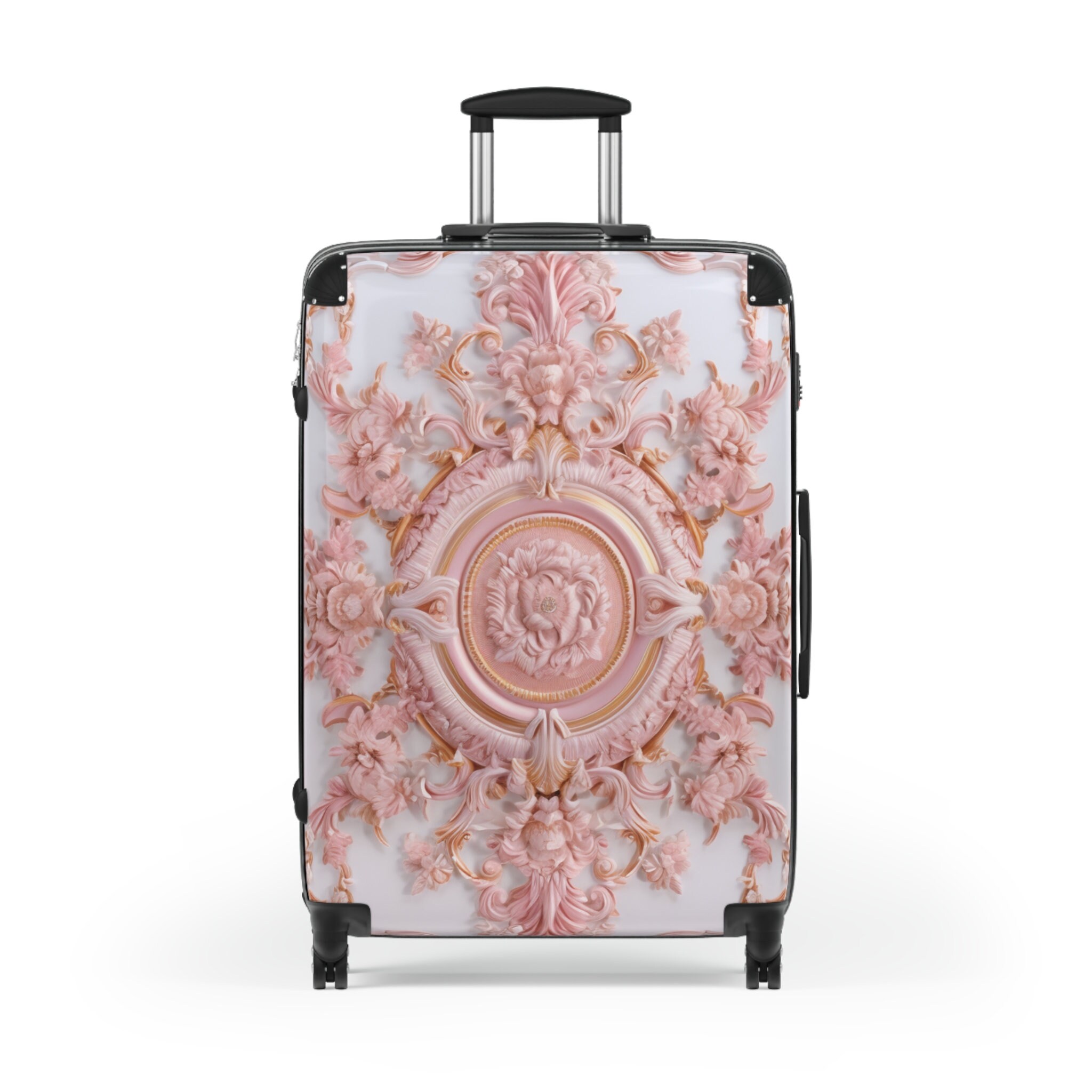 Pink and Gold Opulent Baroque Rococo 3sizes Hard Shell Suitcase Setin
