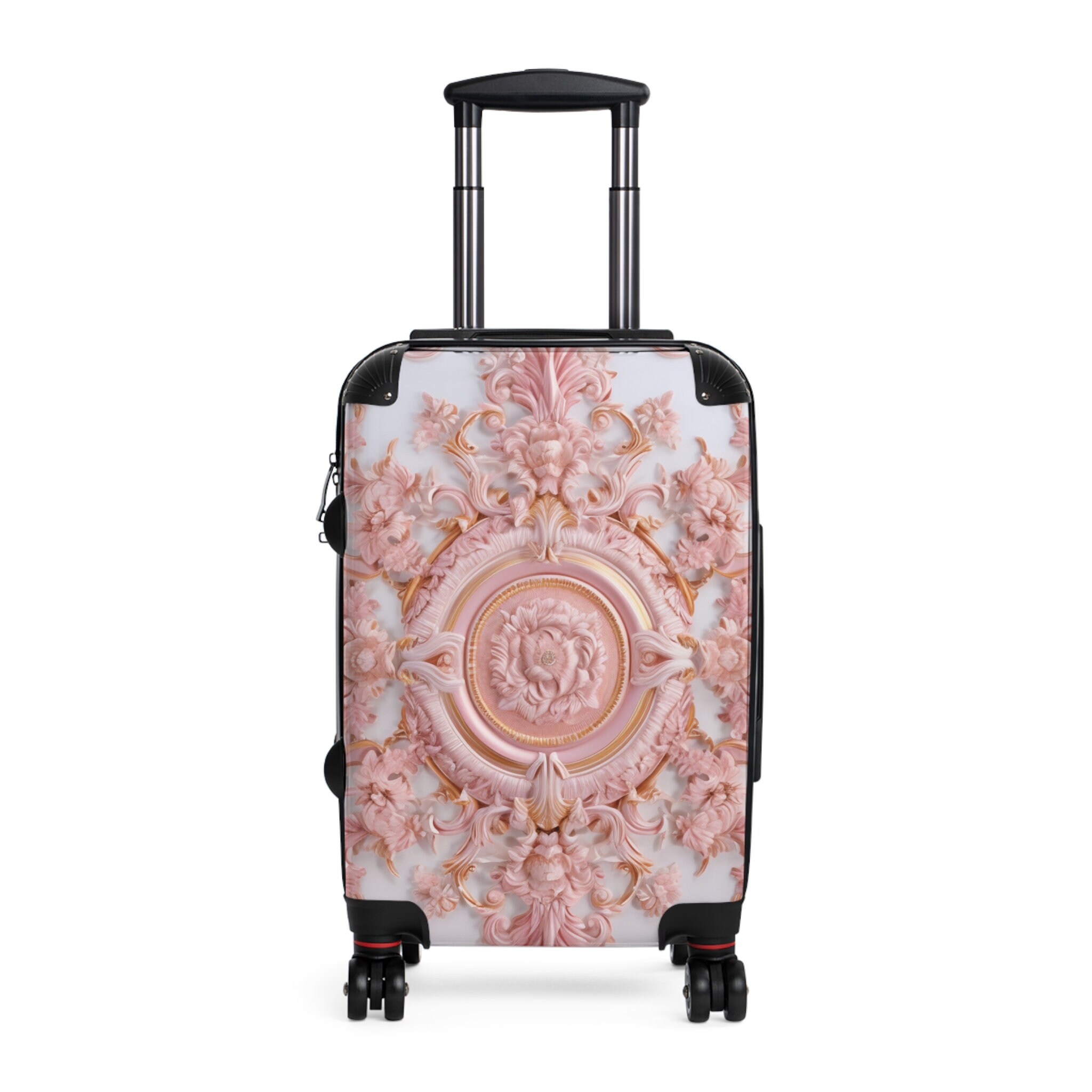 Pink and Gold Opulent Baroque Rococo 3sizes Hard Shell Suitcase Setin