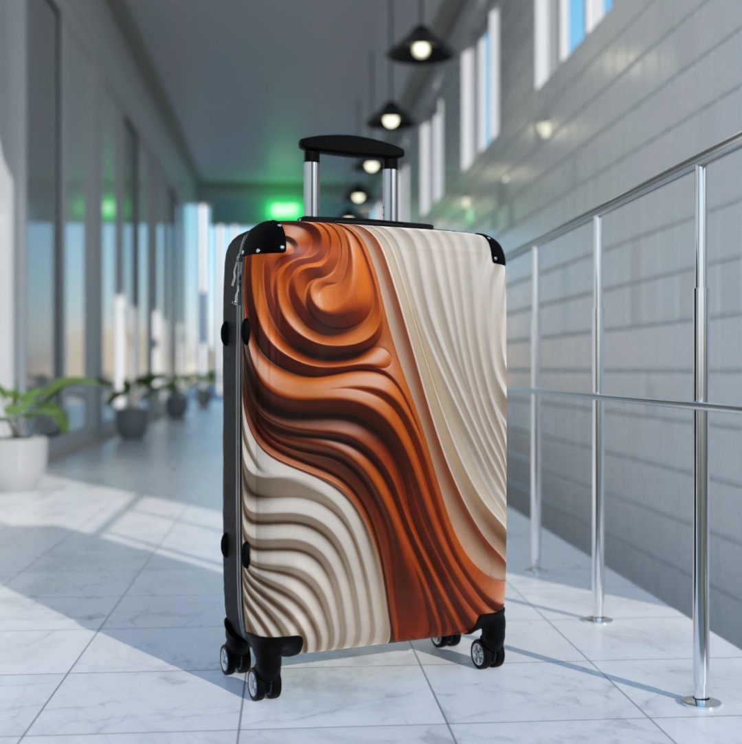 White and Brown 3sizes Hard Shell Suitcase Setin Built Locks, 4wheel