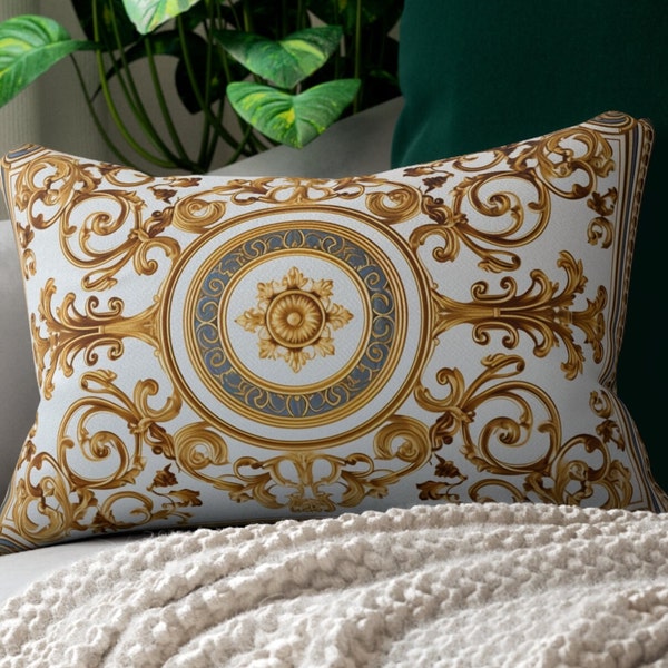 Oreiller lombaire sur mesure de style baroque rococo | Coussin de canapé rectangulaire | coussins lombaires de canapé vintage pour décor de ferme | Cadeau de pendaison de crémaillère