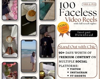100+ gesichtslose ästhetische minimalistische Inhaltsvideos für Instagram-Rollen MRR und PLR Master Wiederverkaufsrechte| Done For You Vorlagen