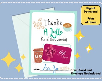 Thanks A Latte : porte-cartes de remerciements pour les enseignants, carte de remerciement pour enseignants à imprimer, semaine de remerciements pour les enseignants