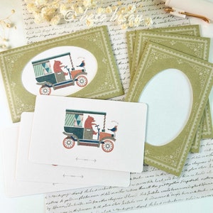 jeu de mini cartes de vœux vintage ours et oiseau | Ensemble de lettres, Etiquettes cadeaux, Floral, Fleur, amoureux de la nature, Scandinave, Européen, Ensemble de papeterie