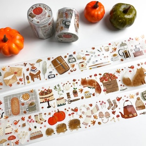 COSY HYGGE Kiss-Cut PET Tape by Miso Paper x Nettle & Twig | Fountain Pens, Pumpkins, Autumn, Nature, Animals, Planners, Journals, Notebooks