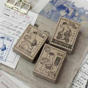 Black Milk Project - Séries « Timbres postaux Kuma » (3 motifs) | Ours kawaii, courrier, carnets, agendas, cahiers, papeterie
