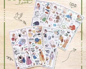 AUTOCOLLANTS STYLE LOOK par Mind Wave | Café, Voyage, Écriture, Shopping, Vie quotidienne, Agendas, Cahiers, Carnets, Papeterie