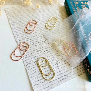Jumbo Heart Paper Clips (Rose Gold/Gold) | Planner Accessories, Cute Metal Large Paper Clip, Desk Organization, Office Supplies, Journals