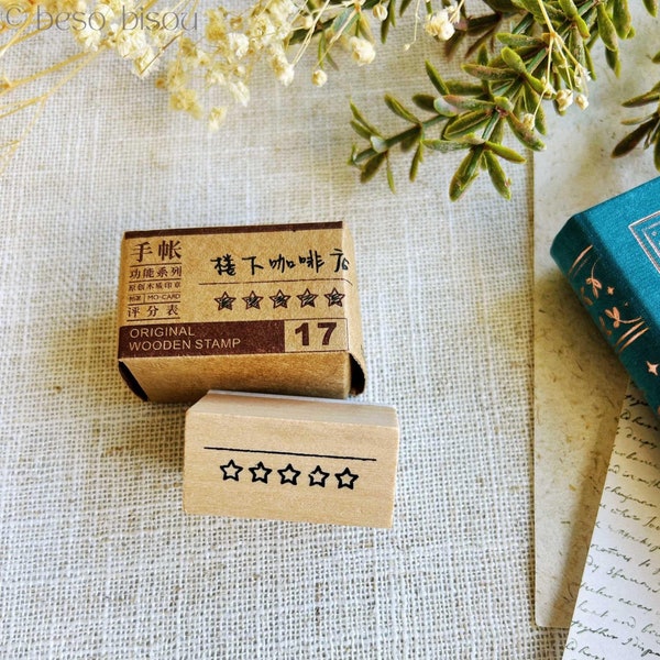 Five Star Rating Wooden Rubber Stamp for Journals and Planners | Crafts, Scrapbooks, Bujo, Reviews