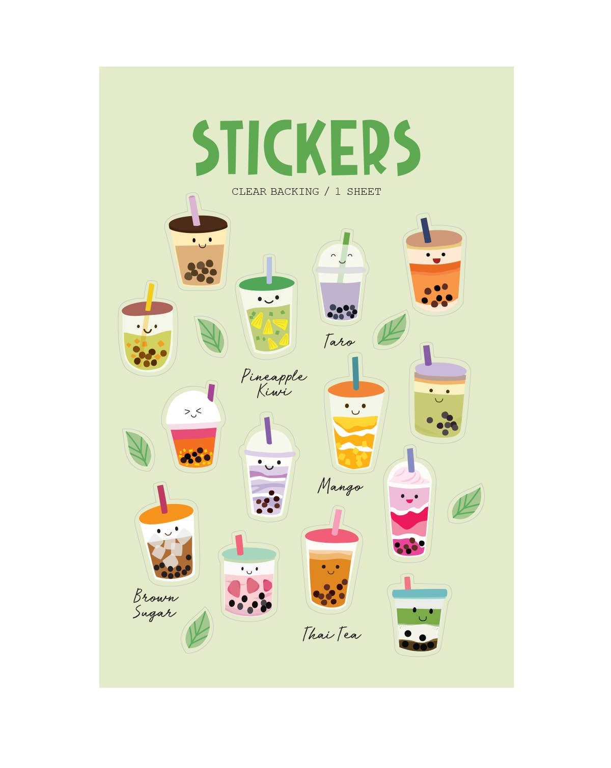 BUBBLE TEA BOBA Clear Stickers | Drinks, Kawaii, Planners, Journals ...