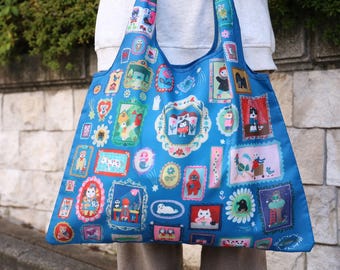 CABAS YUMI KITAGISHI (Bleu) | Sac réutilisable, Fournitures, Shopping, Hobonichi, Agendas, Carnets, Papeterie, Voyage