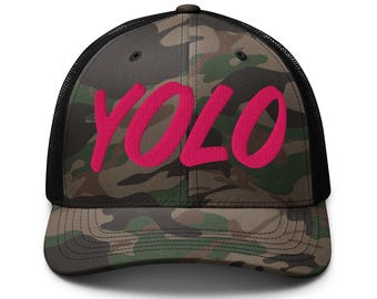 YOLO Camouflage trucker hat
