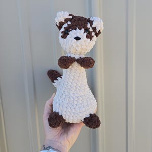 Handmade Crochet Ferret Plushie: Black Footed Ferret Made With Soft Chenille