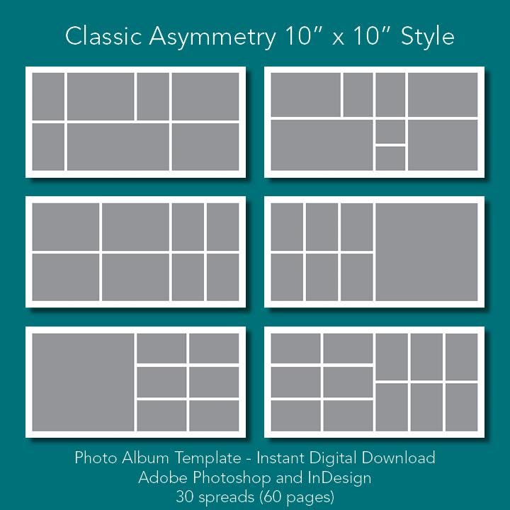 10x10 Photo Album Template - Classic Asymmetry Style - Instant Download ...