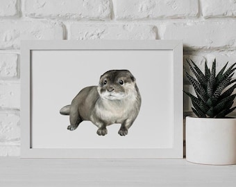 Otter Watercolor Painting