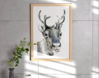 Reindeer Watercolor Painting