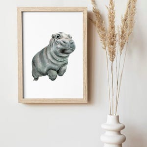 Hippo Watercolor Painting