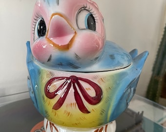 ¡RARO HALLAZGO! Tarro de galletas de pájaro vintage