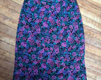 Vintage quilted floral high waisted skirt