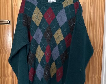 Club international vintage golf style sweater médium men 10O%wool