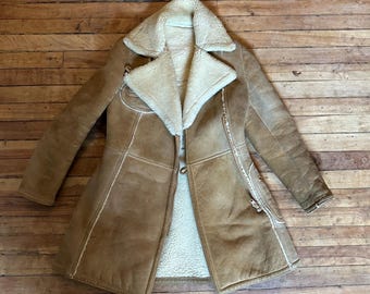 Rare find vintage leather shearling jacket size 7 / small