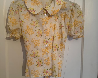 Vintage floral yellow blouse size 38