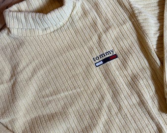 Vintage 1990 Tommy Hilfiger yellow turtleneck sweater