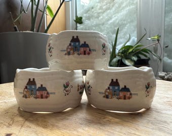 set of 3 cottage core napkin rings
