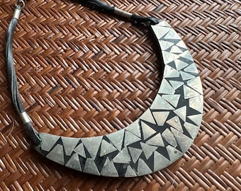 Vintage 1990 grunge leather and silver  chocker necklace