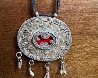 Vintage talisman Turkmen silver pendant