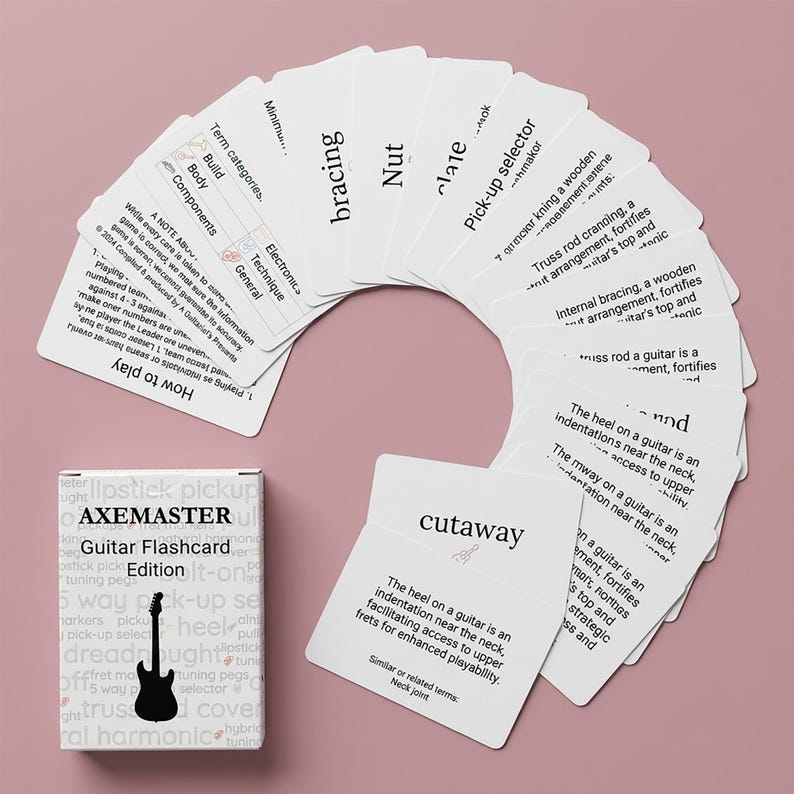 Axemaster gitarrkortspel: Flashcard Trivia-present för musiker bild 2