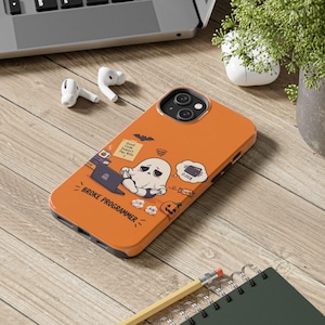 Halloween-telefonskal med pank programmerare | Ghost Coder Humor (glansigt orange)