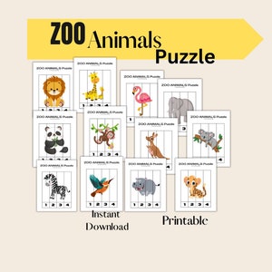 Zoo Animals Puzzle Printable Kids Activity Worksheet field trip animals zoo learn kindergarten fun puzzles count numbers worksheet colorful