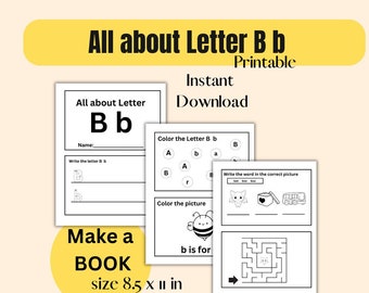 All about Letter B b Printable Book worksheet educational home school prints Downloadable kindergarten students worksheet room