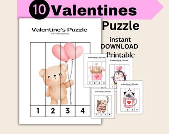 Valentines Puzzle for Kids: Printable Number Games (PDF, PNG)